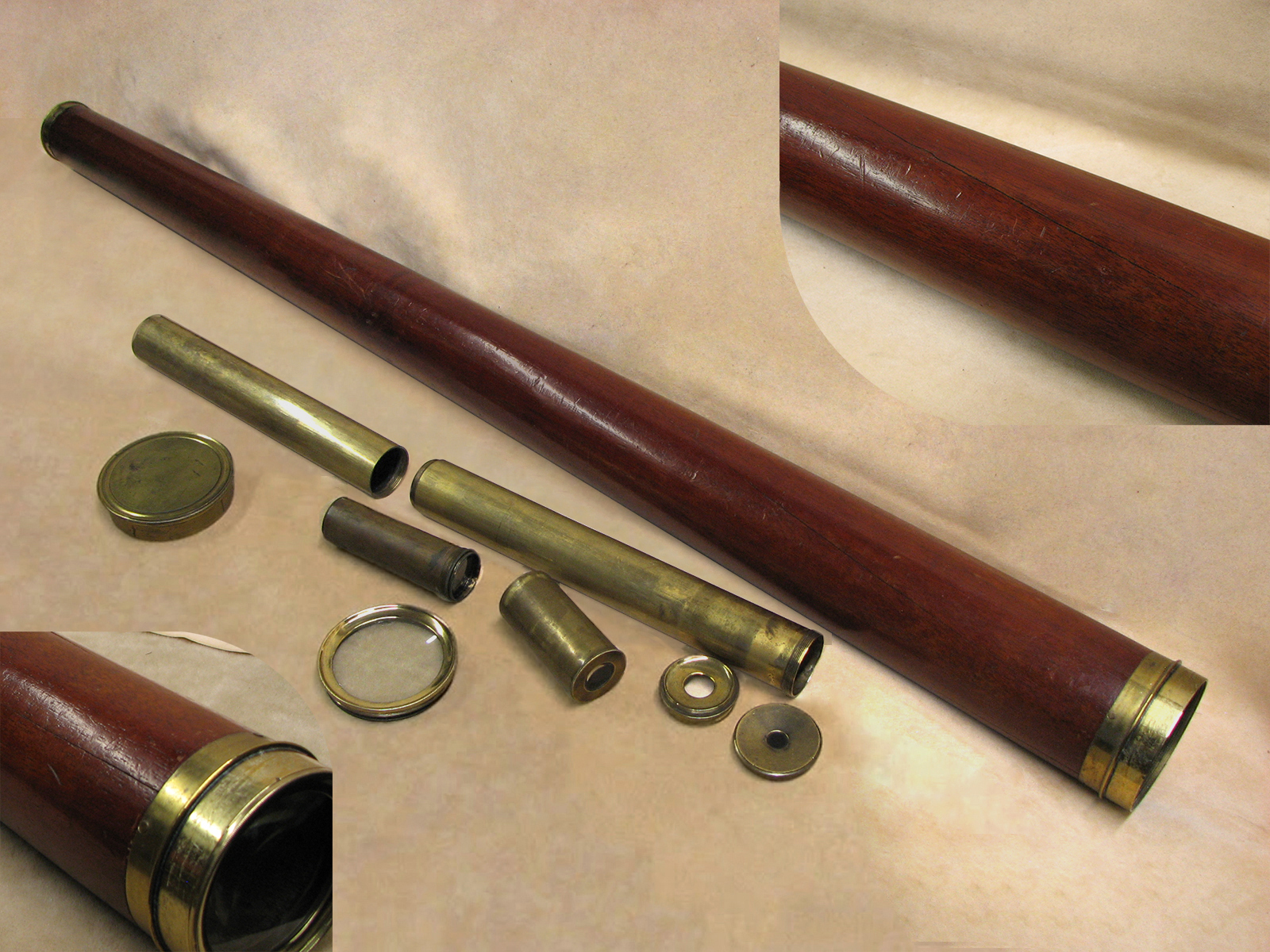 18th Century Library telescope signed 'Kimbell, Dean St, London' with brass tripod